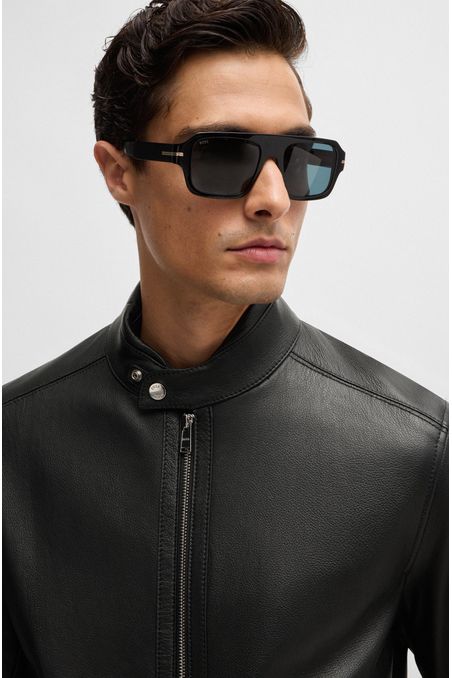 PARKA REGULAR FIT EN PIEL GRANULADA HOMBRE