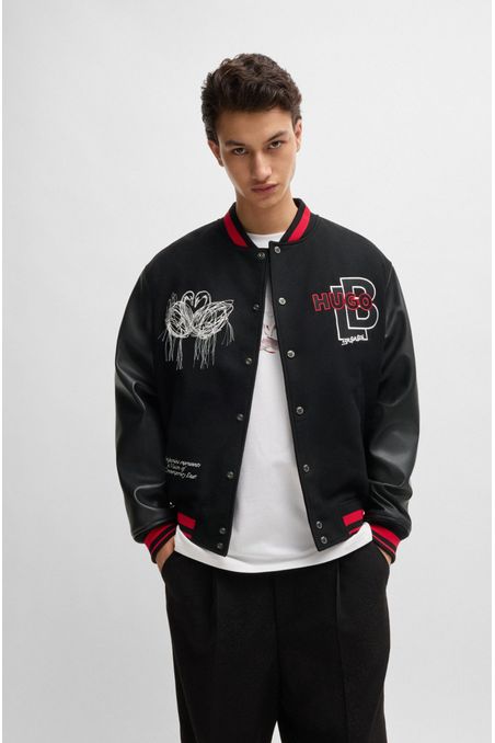 PARKA BOMBER RELAXED FIT HUGO X LES BENJAMINS CON GRÁFICOS ESPECIALES HOMBRE