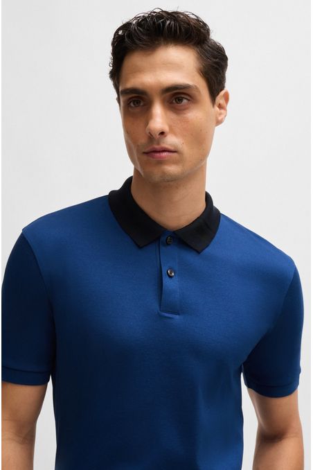 POLO SLIM FIT DE ALGODÓN MERCERIZADO CON RAYAS EN EL CUELLO HOMBRE
