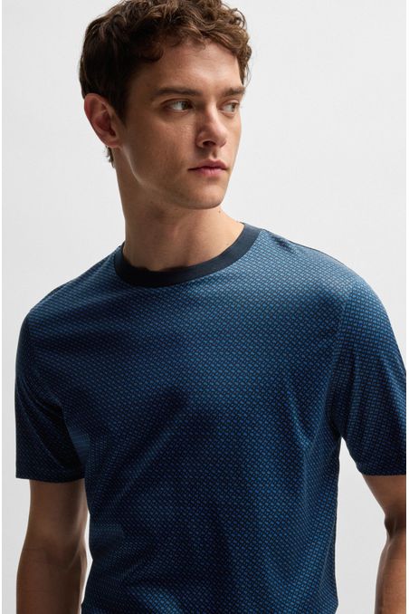 POLERA REGULAR FIT DE ALGODÓN MERCERIZADO CON LAS INICIALES ESTAMPADAS HOMBRE