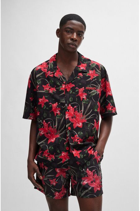 CAMISA RELAXED FIT EN TEJIDO ESTAMPADO HOMBRE