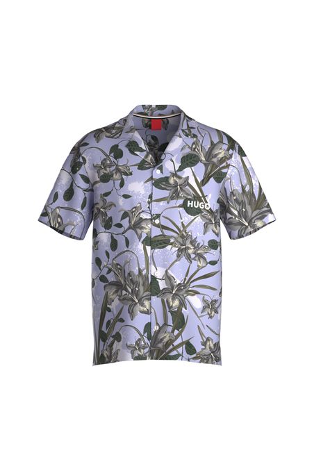 CAMISA RELAXED FIT EN TEJIDO ESTAMPADO HOMBRE