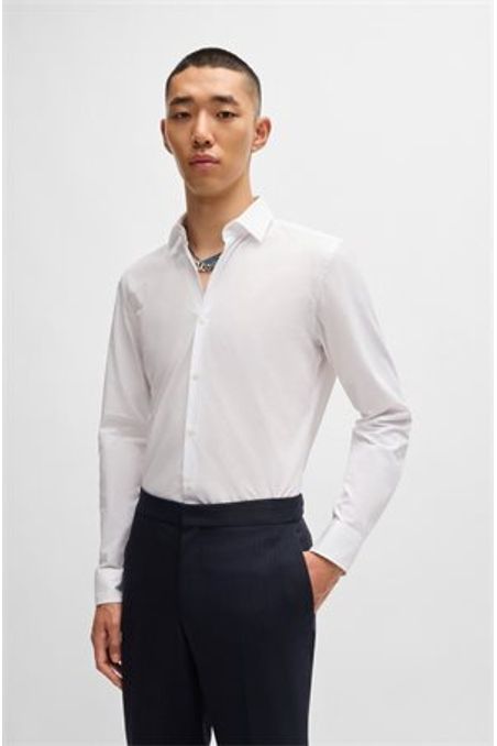 CAMISA SLIM FIT EN LONA DE ALGODÓN HOMBRE