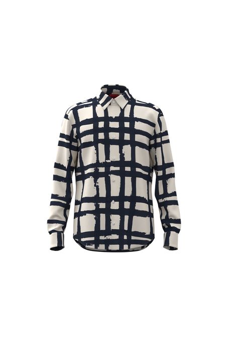 CAMISA SLIM FIT EN POPELINA DE ALGODÓN ESTAMPADA HOMBRE