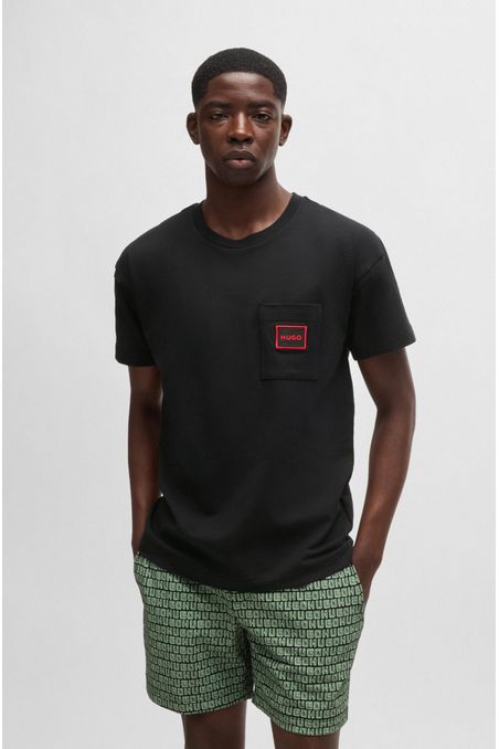 PIJAMA CORTO REGULAR FIT DE ALGODÓN ELÁSTICO CON DETALLES DE LOGOS HOMBRE