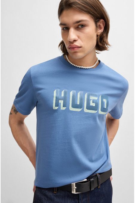 POLERA REGULAR FIT DE PUNTO DE ALGODÓN CON LOGO ESTAMPADO HOMBRE