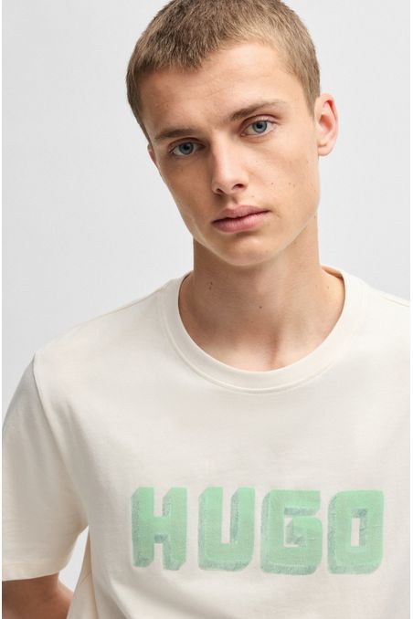POLERA REGULAR FIT DE PUNTO DE ALGODÓN CON LOGO ESTAMPADO HOMBRE