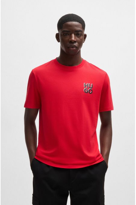 POLERA REGULAR FIT DE PUNTO DE ALGODÓN CON LOGO ESTAMPADO HOMBRE