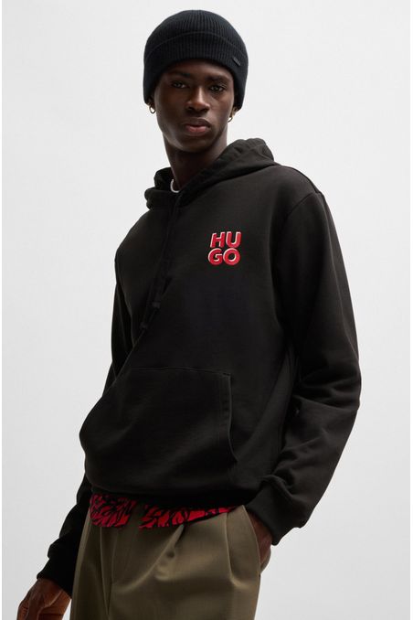 POLERÓN CON CAPUCHA REGULAR FIT EN FELPA DE ALGODÓN CON LOGO ESTAMPADO HOMBRE