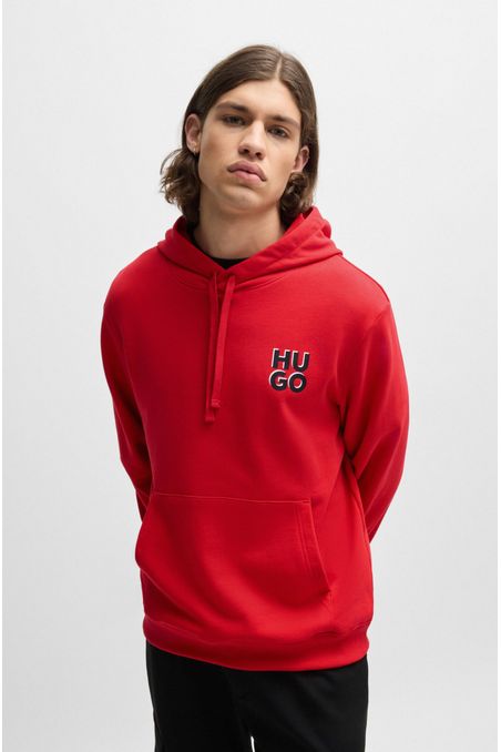 POLERÓN CON CAPUCHA REGULAR FIT EN FELPA DE ALGODÓN CON LOGO ESTAMPADO HOMBRE
