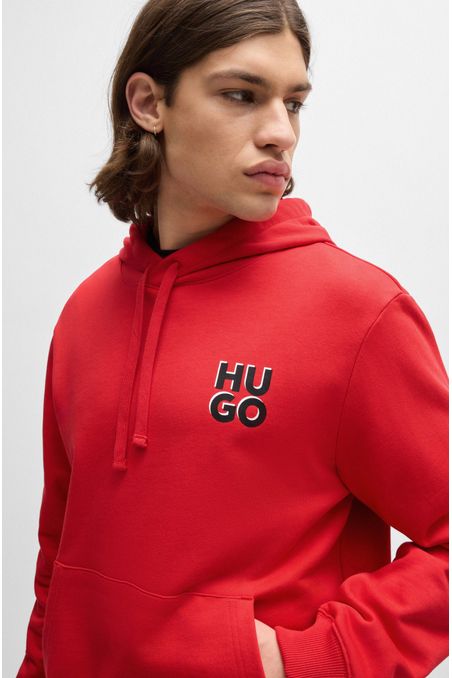POLERÓN CON CAPUCHA REGULAR FIT EN FELPA DE ALGODÓN CON LOGO ESTAMPADO HOMBRE