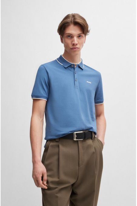 POLO SLIM FIT DE ALGODÓN ELÁSTICO CON LOGO ESTAMPADO HOMBRE