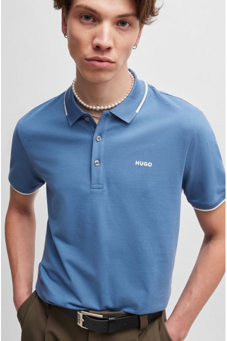 POLO SLIM FIT DE ALGODÓN ELÁSTICO CON LOGO ESTAMPADO HOMBRE