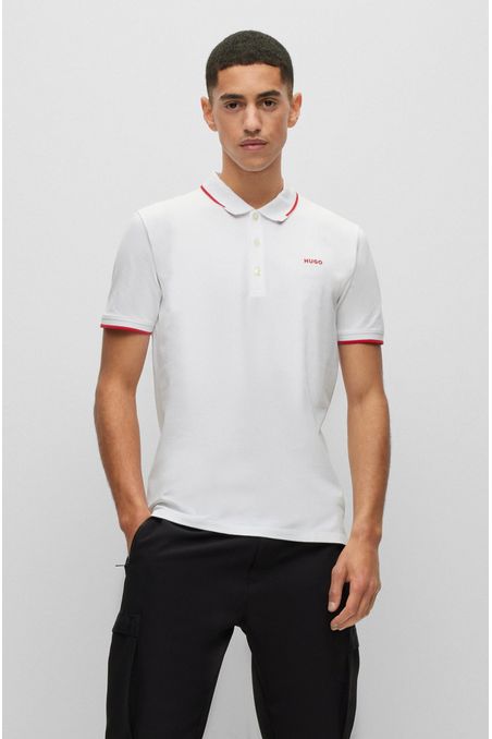 POLO SLIM FIT DE ALGODÓN ELÁSTICO CON LOGO ESTAMPADO HOMBRE