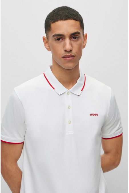 POLO SLIM FIT DE ALGODÓN ELÁSTICO CON LOGO ESTAMPADO HOMBRE
