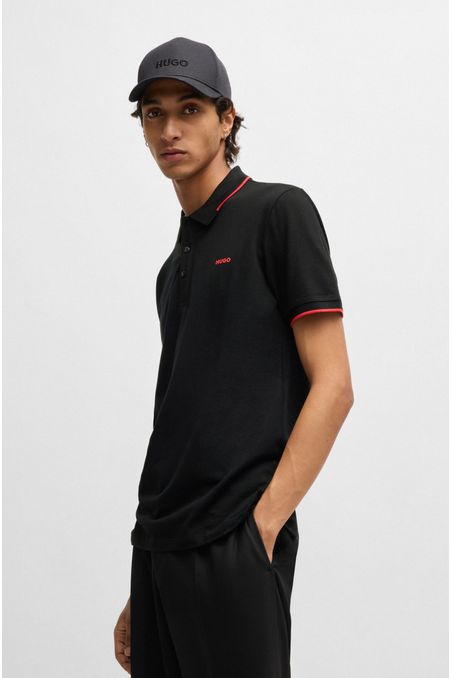 POLO SLIM FIT DE ALGODÓN ELÁSTICO CON LOGO ESTAMPADO HOMBRE
