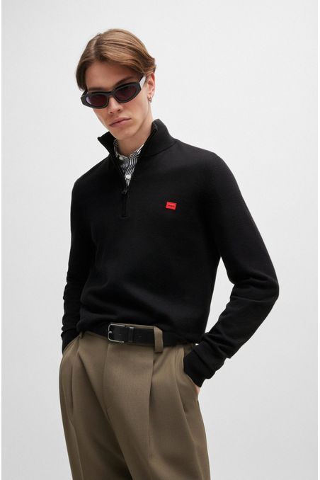 SWEATER REGULAR FIT CON CREMALLERA DE ALGODÓN CON ETIQUETA CON LOGO HOMBRE