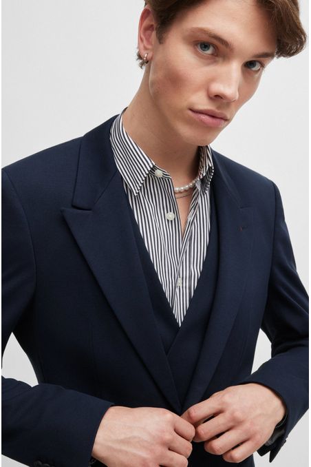 TRAJE CON CHALECO SLIM FIT EN TEJIDO ELÁSTICO HOMBRE