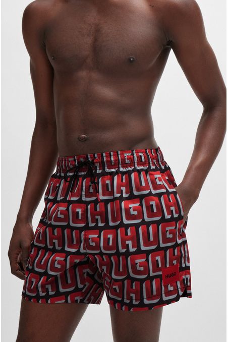 TRAJE DE BAÑO TIPO SHORTS DE SECADO RÁPIDO CON LOGO ESTAMPADO HOMBRE