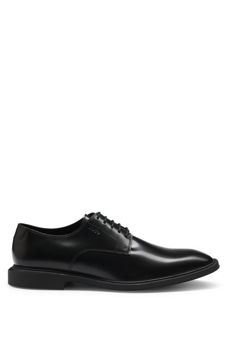 ZAPATOS DERBY DE PIEL PULIDA CON DETALLES DEL LOGO HOMBRE