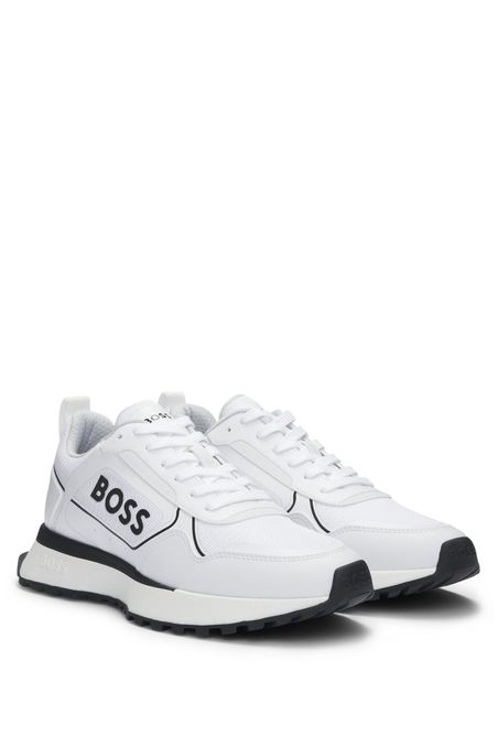ZAPATILLAS CASUALES DE MEZCLA DE MATERIALES CON GRAN LOGO EN EL PANEL LATERAL HOMBRE