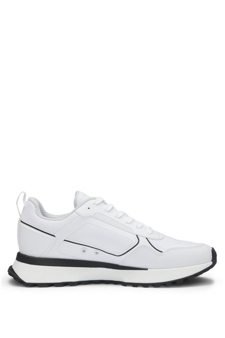 ZAPATILLAS CASUALES DE MEZCLA DE MATERIALES CON GRAN LOGO EN EL PANEL LATERAL HOMBRE