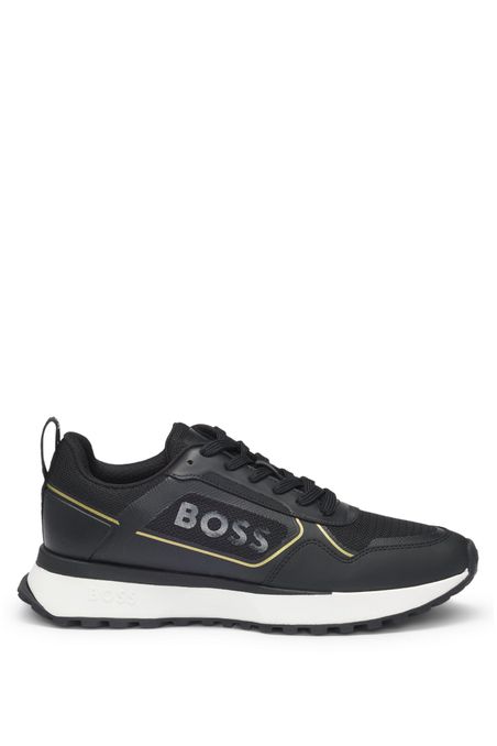 ZAPATILLAS CASUALES DE MEZCLA DE MATERIALES CON GRAN LOGO EN EL PANEL LATERAL HOMBRE
