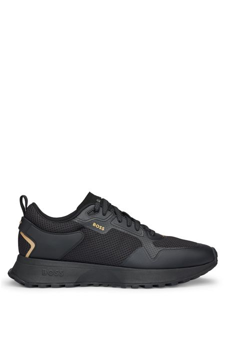 ZAPATILLAS DE MEZCLA DE MATERIALES CON DETALLES DE MALLA Y DE LA MARCA HOMBRE