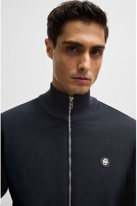 PARKAS REGULAR FIT CON CREMALLERA EN MEZCLA DE MATERIALES CON INSIGNIA DE MONOGRAMA DOBLE HOMBRE
