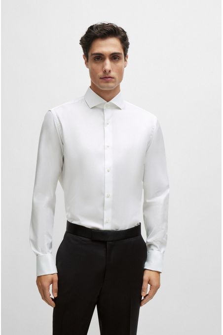 CAMISA REGULAR FIT EN SARGA DE ALGODÓN ELÁSTICO CAMISA REGULAR FIT HOMBRE