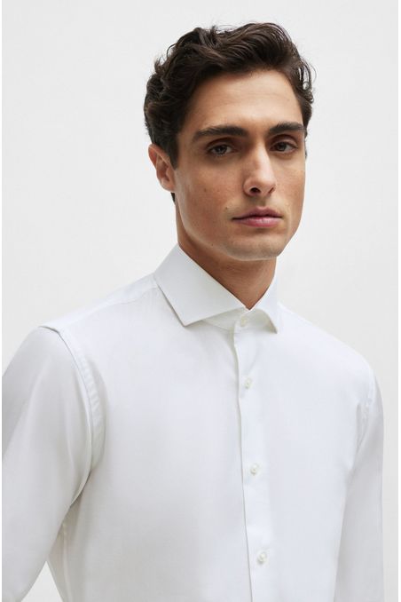 CAMISA REGULAR FIT EN SARGA DE ALGODÓN ELÁSTICO CAMISA REGULAR FIT HOMBRE