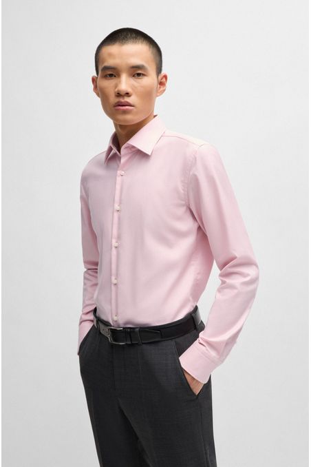 CAMISA SLIM FIT DE ALGODÓN ELÁSTICO ESTRUCTURADO DE PLANCHADO FÁCIL CAMISA SLIM FIT HOMBRE