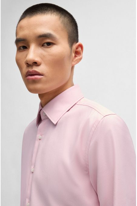 CAMISA SLIM FIT DE ALGODÓN ELÁSTICO ESTRUCTURADO DE PLANCHADO FÁCIL CAMISA SLIM FIT HOMBRE