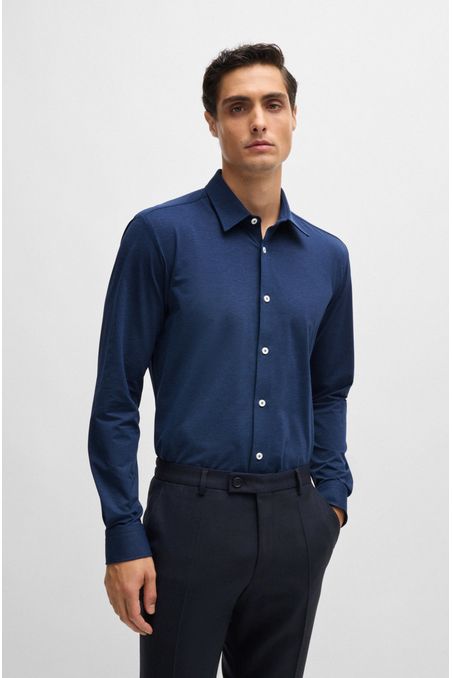 CAMISA SLIM FIT DE PUNTO ELÁSTICO TÉCNICO JASPEADO CAMISA SLIM FIT HOMBRE