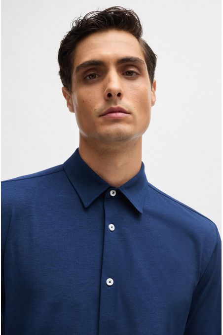 CAMISA SLIM FIT DE PUNTO ELÁSTICO TÉCNICO JASPEADO CAMISA SLIM FIT HOMBRE