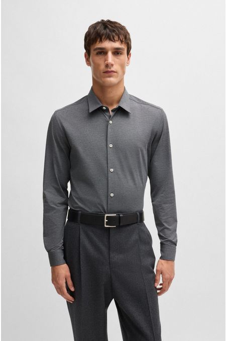 CAMISA SLIM FIT DE PUNTO ELÁSTICO TÉCNICO JASPEADO CAMISA SLIM FIT HOMBRE