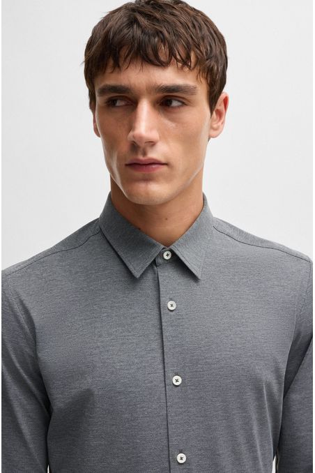 CAMISA SLIM FIT DE PUNTO ELÁSTICO TÉCNICO JASPEADO CAMISA SLIM FIT HOMBRE