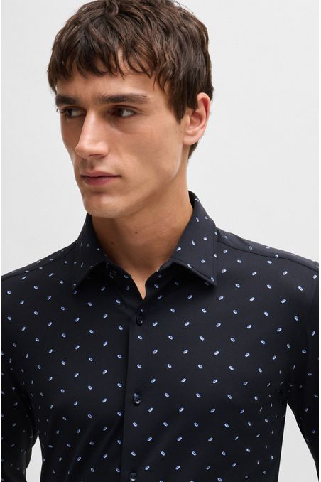 CAMISA SLIM FIT DE TEJIDO ELÁSTICO TÉCNICO ESTAMPADO CAMISA SLIM FIT HOMBRE