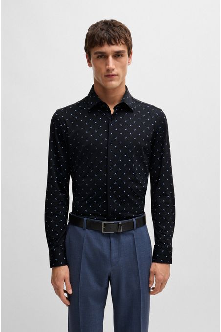 CAMISA SLIM FIT DE TEJIDO ELÁSTICO TÉCNICO ESTAMPADO CAMISA SLIM FIT HOMBRE
