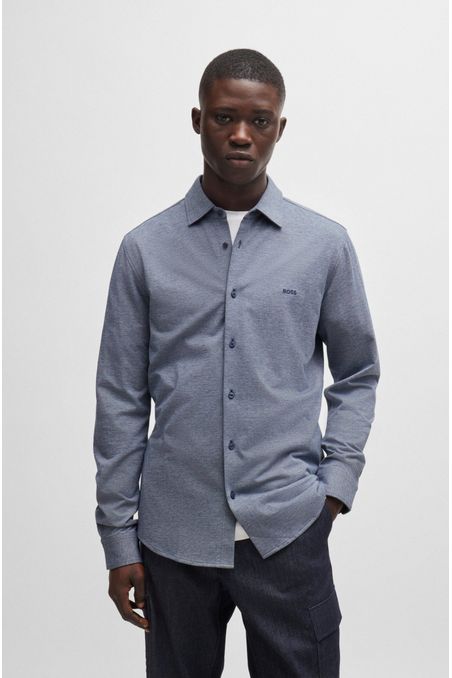 CAMISA SLIM FIT EN PIQUÉ DE ALGODÓN JASPEADO CAMISA SLIM FIT HOMBRE
