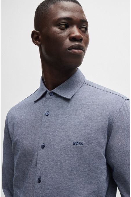 CAMISA SLIM FIT EN PIQUÉ DE ALGODÓN JASPEADO CAMISA SLIM FIT HOMBRE