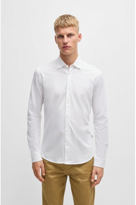 CAMISA SLIM FIT EN PIQUÉ DE ALGODÓN JASPEADO CAMISA SLIM FIT HOMBRE