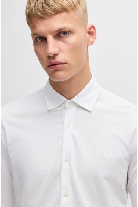 CAMISA SLIM FIT EN PIQUÉ DE ALGODÓN JASPEADO CAMISA SLIM FIT HOMBRE