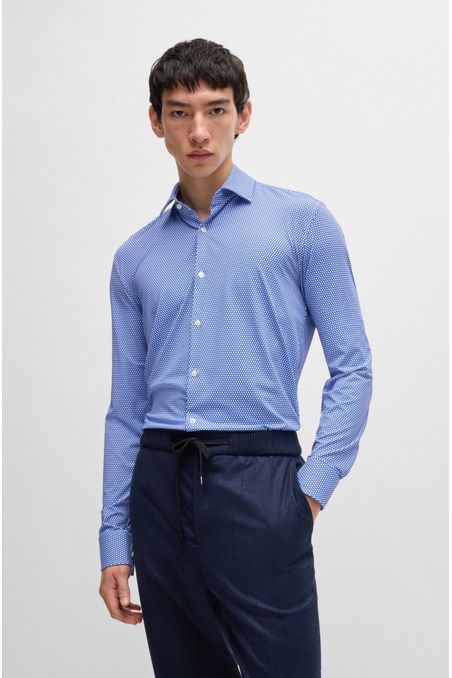 CAMISA SLIM FIT ESTAMPADA EN PUNTO TÉCNICO CON ELÁSTICO CAMISA SLIM FIT HOMBRE