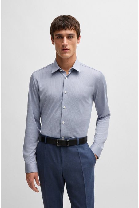 CAMISA SLIM FIT ESTAMPADA EN TEJIDO TÉCNICO CAMISA SLIM FIT HOMBRE