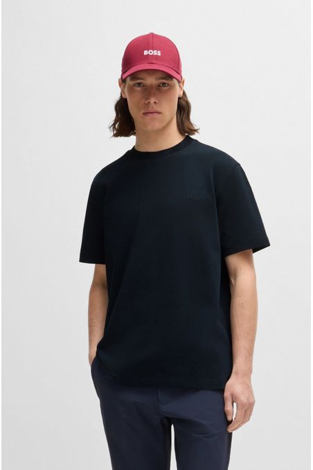 CAMISETA DE PUNTO DE ALGODÓN CON DETALLE DE LOGOTIPO PLAYERA RELAXED FIT HOMBRE