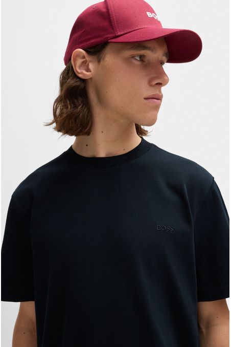 CAMISETA DE PUNTO DE ALGODÓN CON DETALLE DE LOGOTIPO PLAYERA RELAXED FIT HOMBRE