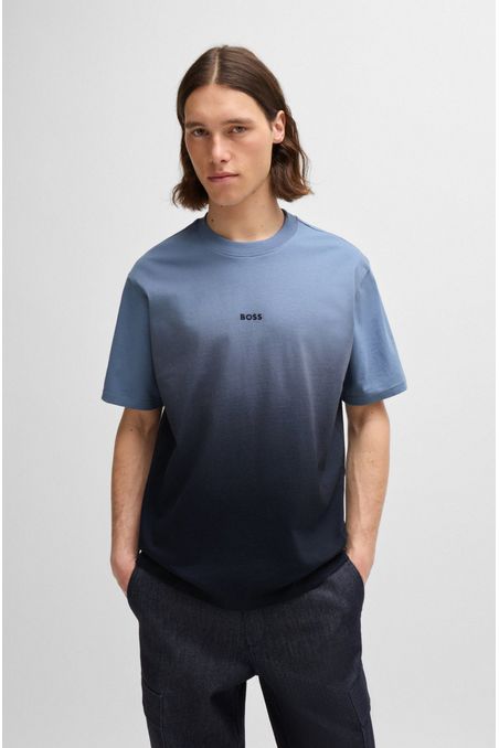 CAMISETA DE PUNTO DE ALGODÓN CON TINCIÓN DIP DYE PLAYERA RELAXED FIT HOMBRE
