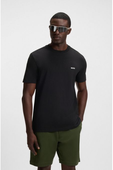 CAMISETA REGULAR FIT DE ALGODÓN ELÁSTICO CON LOGO EN CONTRASTE PLAYERA REGULAR FIT HOMBRE