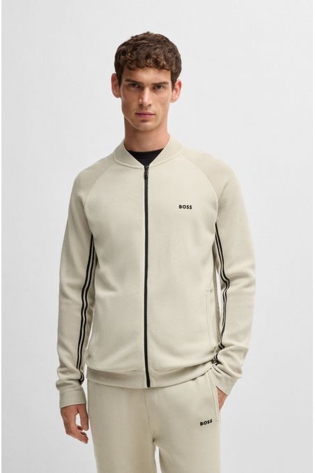 CÁRDIGAN DE PUNTO CON CREMALLERA Y RAYAS CON MICROESTRUCTURA CARDIGAN REGULAR FIT HOMBRE